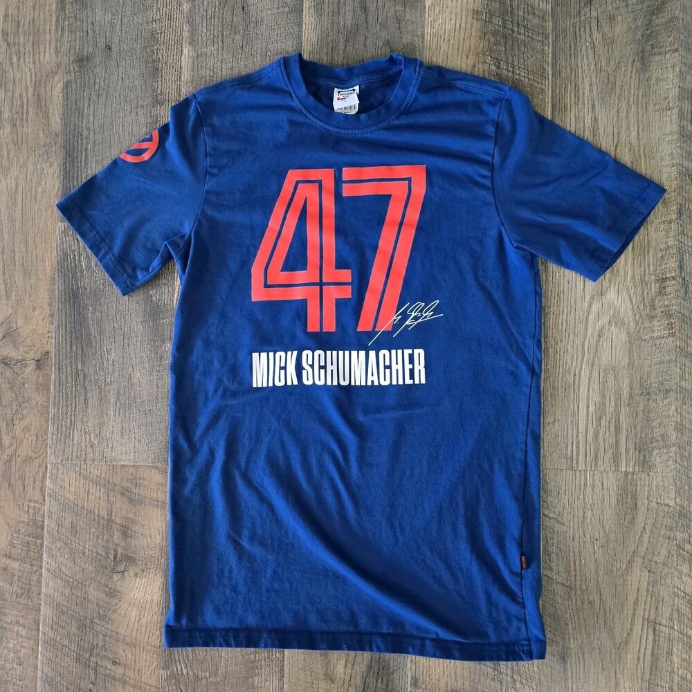 Mick Schumacher Haas F1 Team T-Shirt Blue Tricorp Signed Graphic Men's S Formula